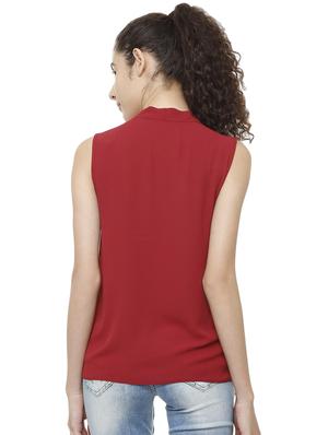 tie front pleated top - 16242246 - Standard Image - 2