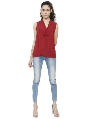 tie front pleated top - 16242246 - Standard Image - 3