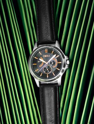 black leather strap watch - 16242498 - Standard Image - 2