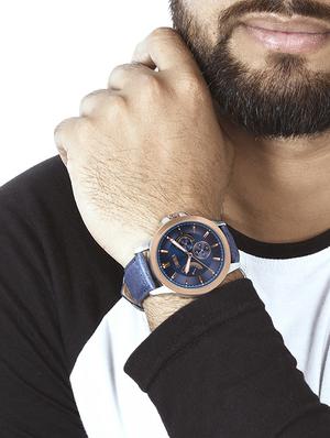 blue leather strap watch - 16242499 - Standard Image - 6