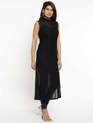 net straight kurta - 16242534 - Standard Image - 2