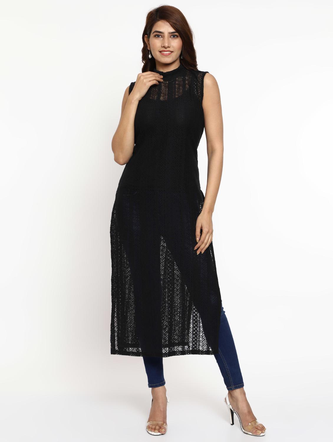 net straight kurta - 16242534 - Zoom Image - 1