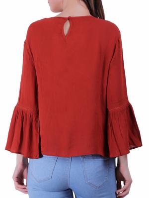 key hole neck flute sleeves top - 16243964 - Standard Image - 3