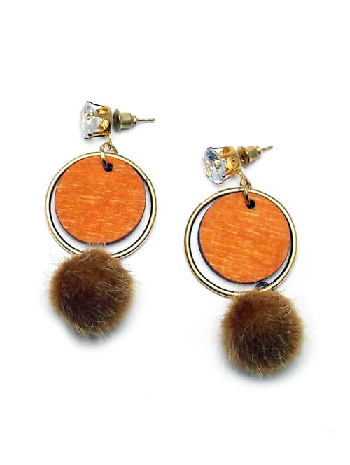 brown fur drop earring - 16243973 - Standard Image - 1