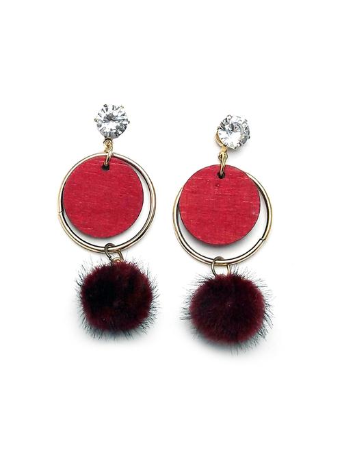 red fur drop earring - 16243977 - Standard Image - 1