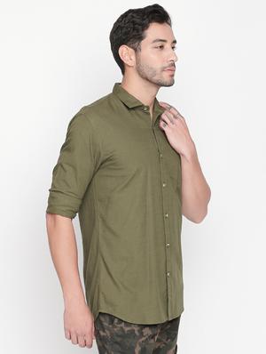 green solid casual shirt - 16244002 - Standard Image - 2