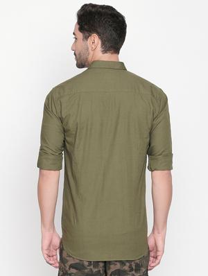 green solid casual shirt - 16244002 - Standard Image - 3