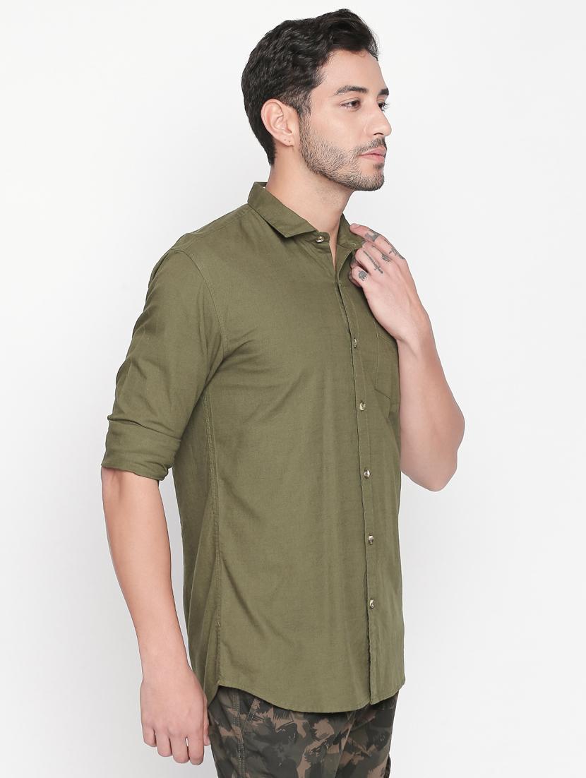 green solid casual shirt - 16244002 - Zoom Image - 2