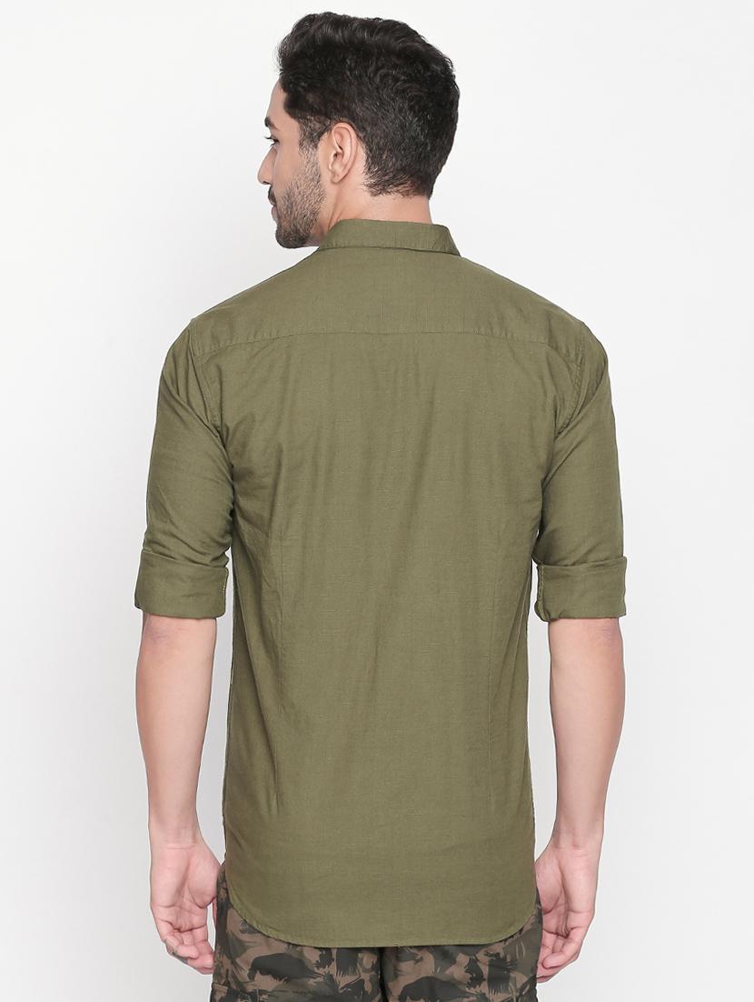 green solid casual shirt - 16244002 - Zoom Image - 3