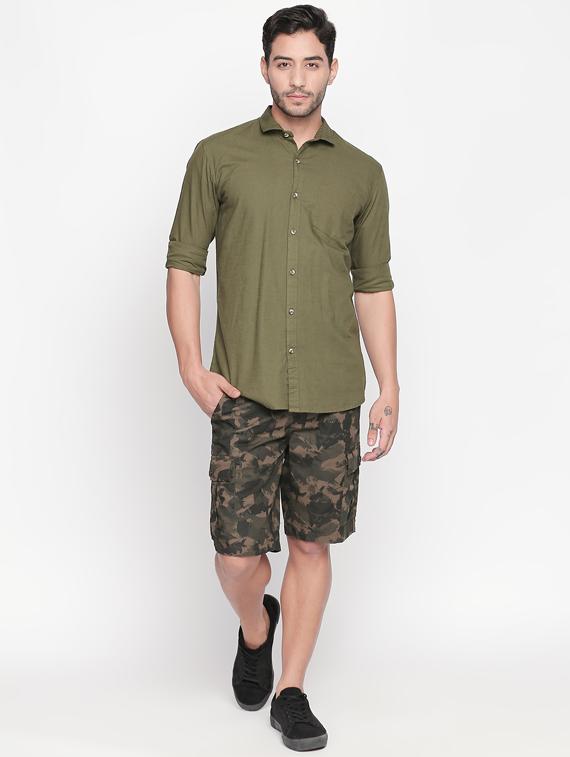 green solid casual shirt - 16244002 - Zoom Image - 4