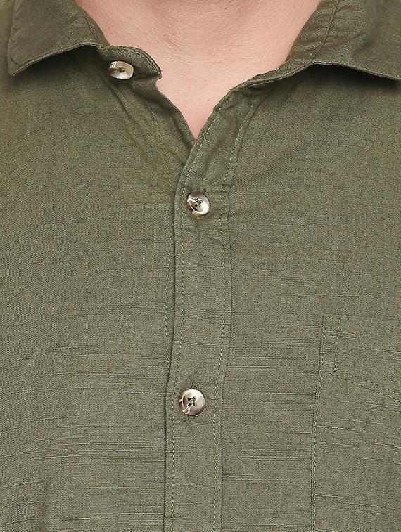 green solid casual shirt - 16244002 - Zoom Image - 5