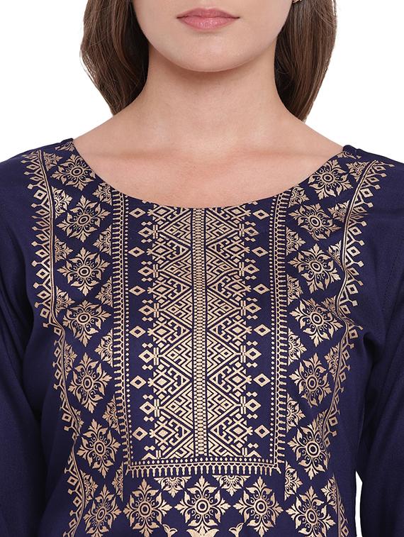 foil printed straight kurta - 16244136 - Zoom Image - 4
