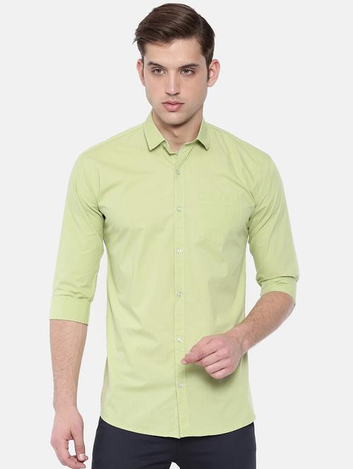 green solid casual shirt - 16244221 - Standard Image - 1