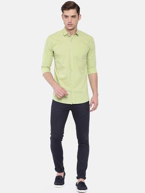 green solid casual shirt - 16244221 - Standard Image - 4