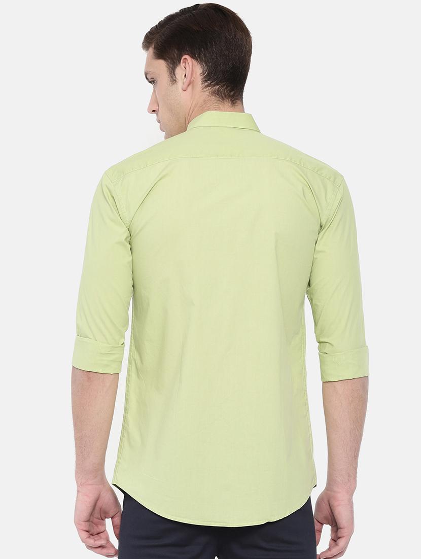 green solid casual shirt - 16244221 - Zoom Image - 3