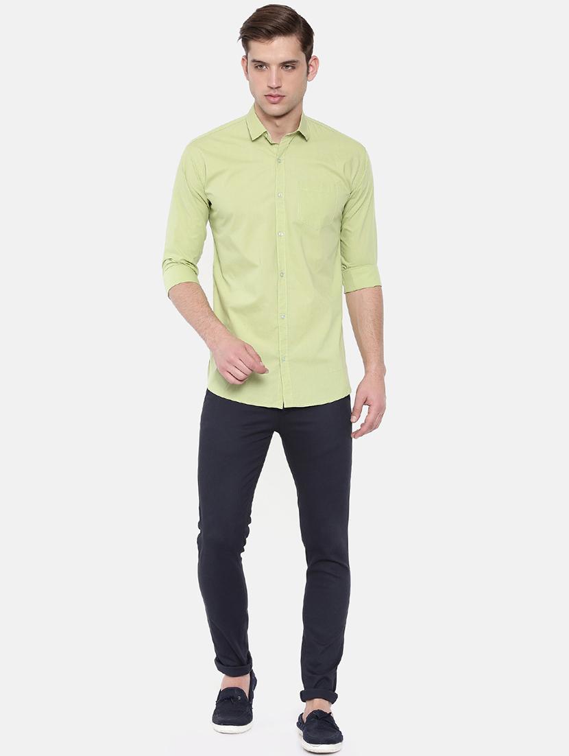 green solid casual shirt - 16244221 - Zoom Image - 4