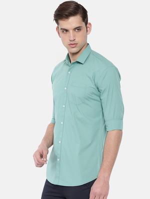 green solid casual shirt - 16244222 - Standard Image - 2