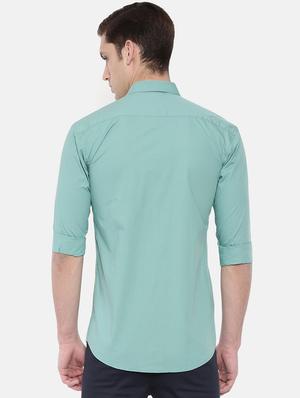 green solid casual shirt - 16244222 - Standard Image - 3