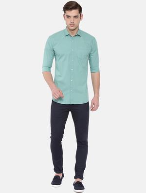 green solid casual shirt - 16244222 - Standard Image - 4