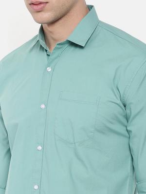 green solid casual shirt - 16244222 - Standard Image - 5