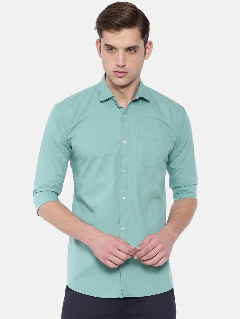 green solid casual shirt - 16244222 - Zoom Image - 1