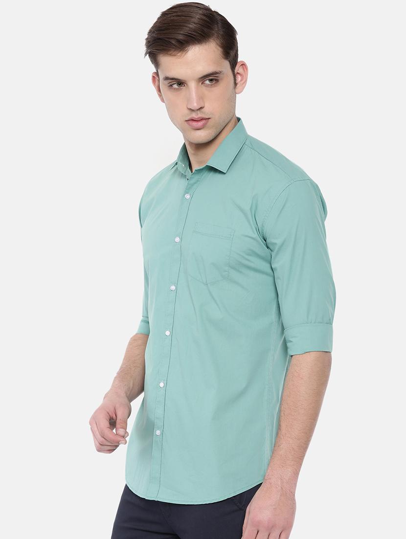 green solid casual shirt - 16244222 - Zoom Image - 2