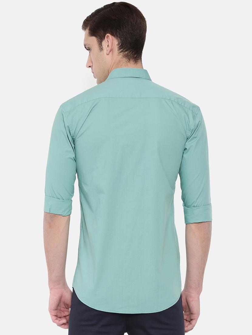 green solid casual shirt - 16244222 - Zoom Image - 3