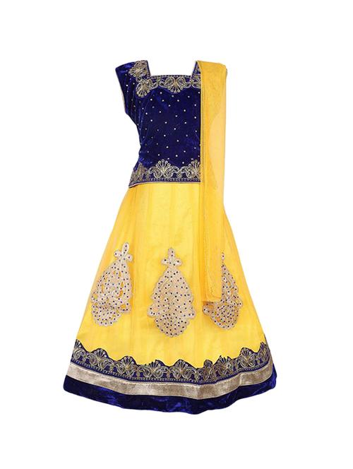 yellow silk blend lehnga choli - 16244326 - Standard Image - 1