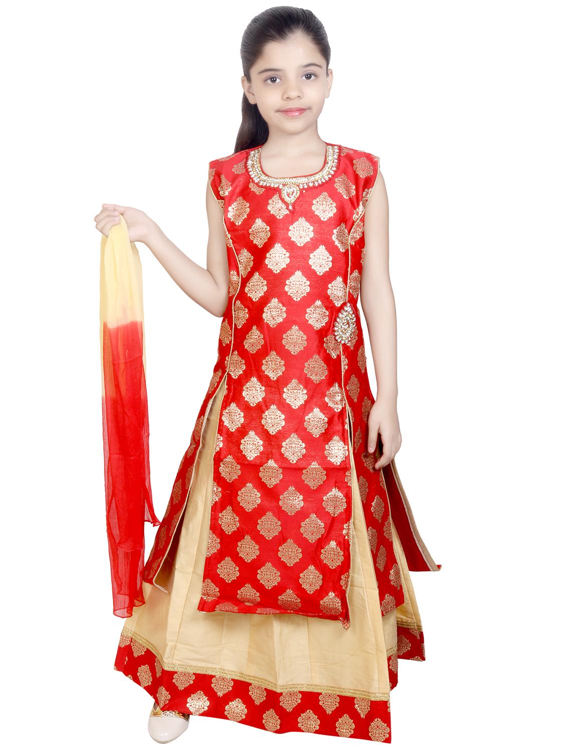 red silk blend lehnga choli - 16244344 - Zoom Image - 1