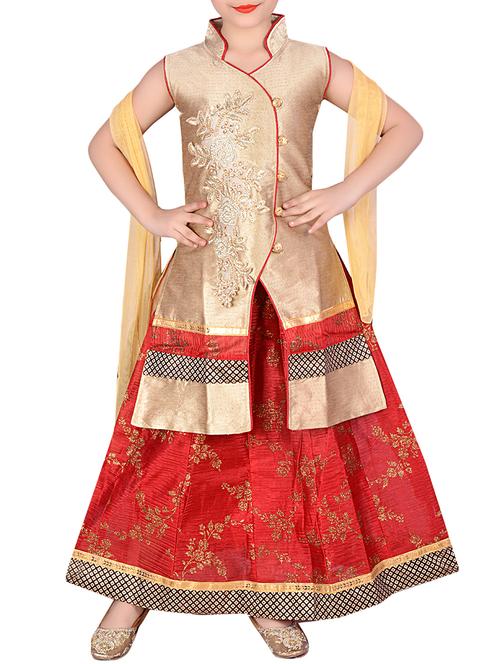 red silk blend lehnga choli - 16244350 - Standard Image - 1