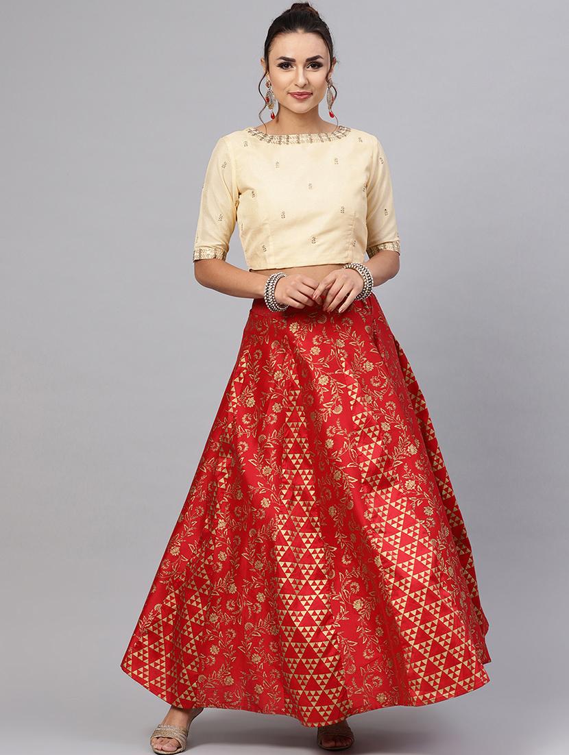 Contrast flared lehenga - 16244545 - Zoom Image - 1
