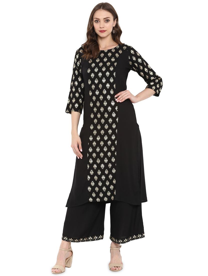 Block printed straight kurta - 16244754 - Zoom Image - 1