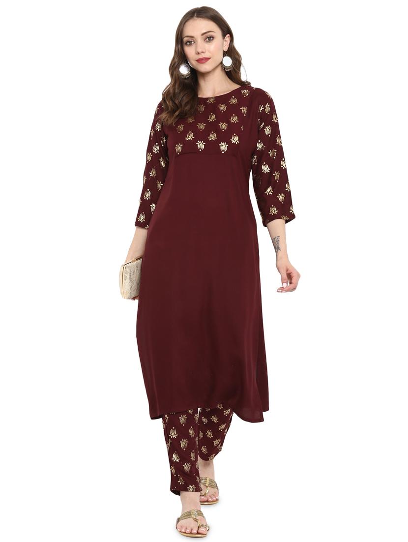 Block printed straight kurta - 16244762 - Zoom Image - 1