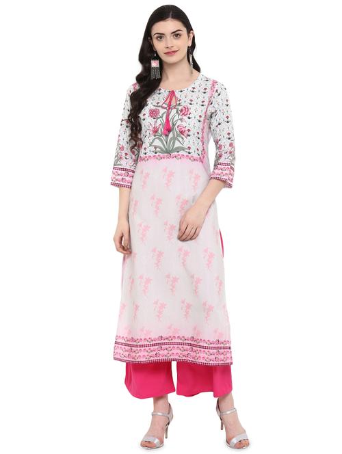 floral printed straight kurta - 16244786 - Standard Image - 1