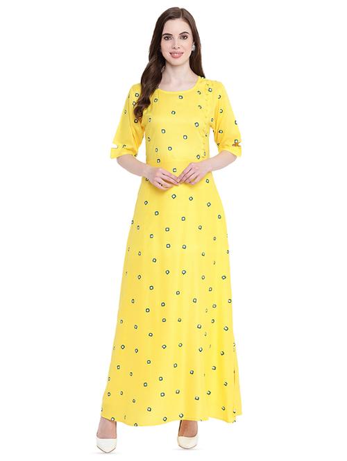 block printed flared kurta - 16244961 - Standard Image - 1