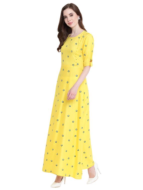 block printed flared kurta - 16244961 - Zoom Image - 2