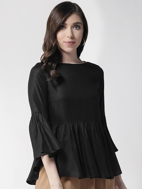 bell sleeved gathered top - 16245034 - Standard Image - 1