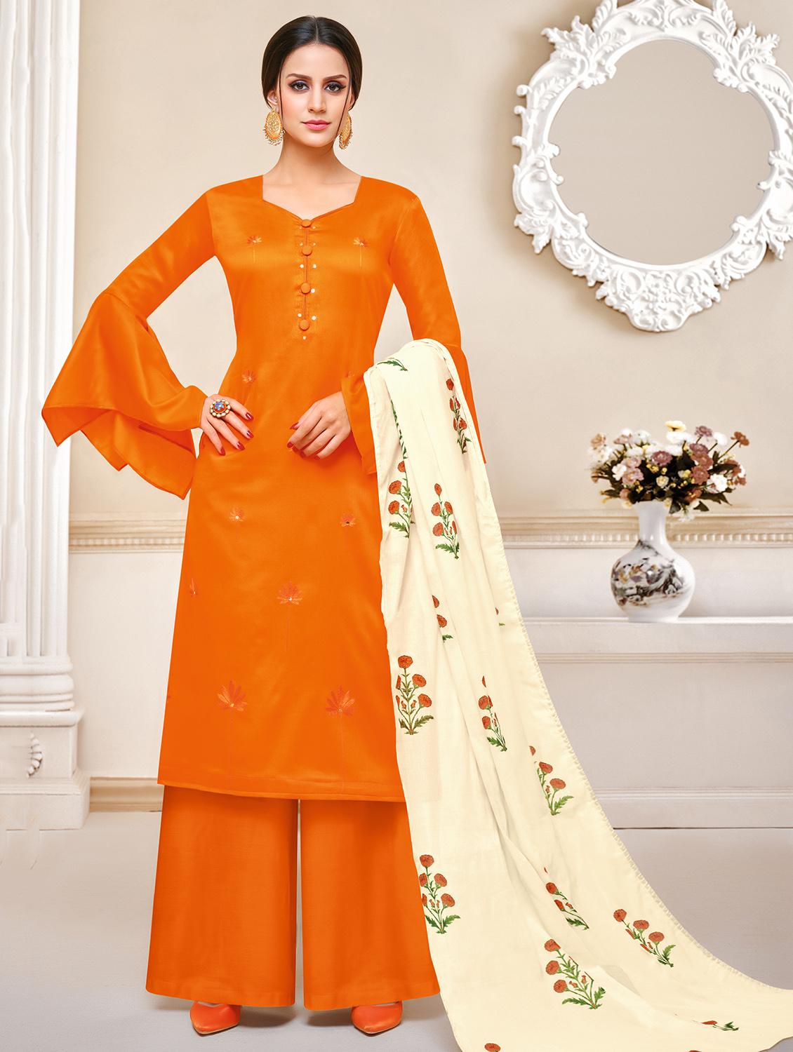 embroidered palazzo unstitched suit - 16245056 - Zoom Image - 1