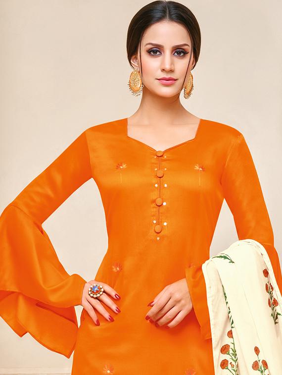 embroidered palazzo unstitched suit - 16245056 - Zoom Image - 2