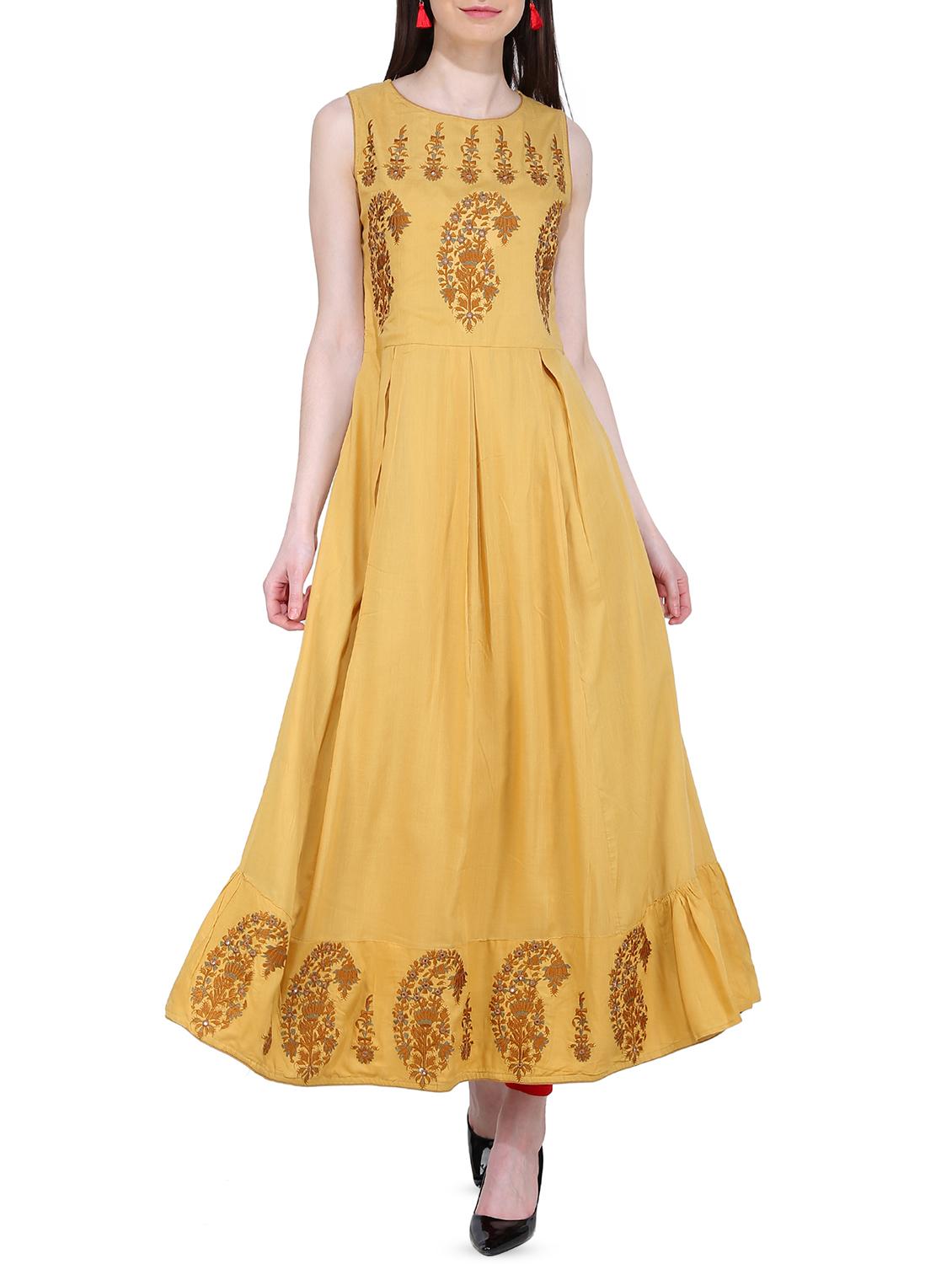 embroidered a-line kurta - 16245067 - Zoom Image - 1