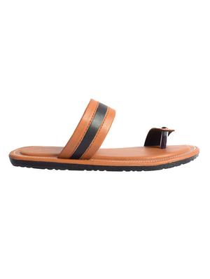 tan leatherette slip on slippers - 16245107 - Standard Image - 2