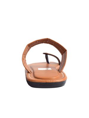 tan leatherette slip on slippers - 16245107 - Standard Image - 3