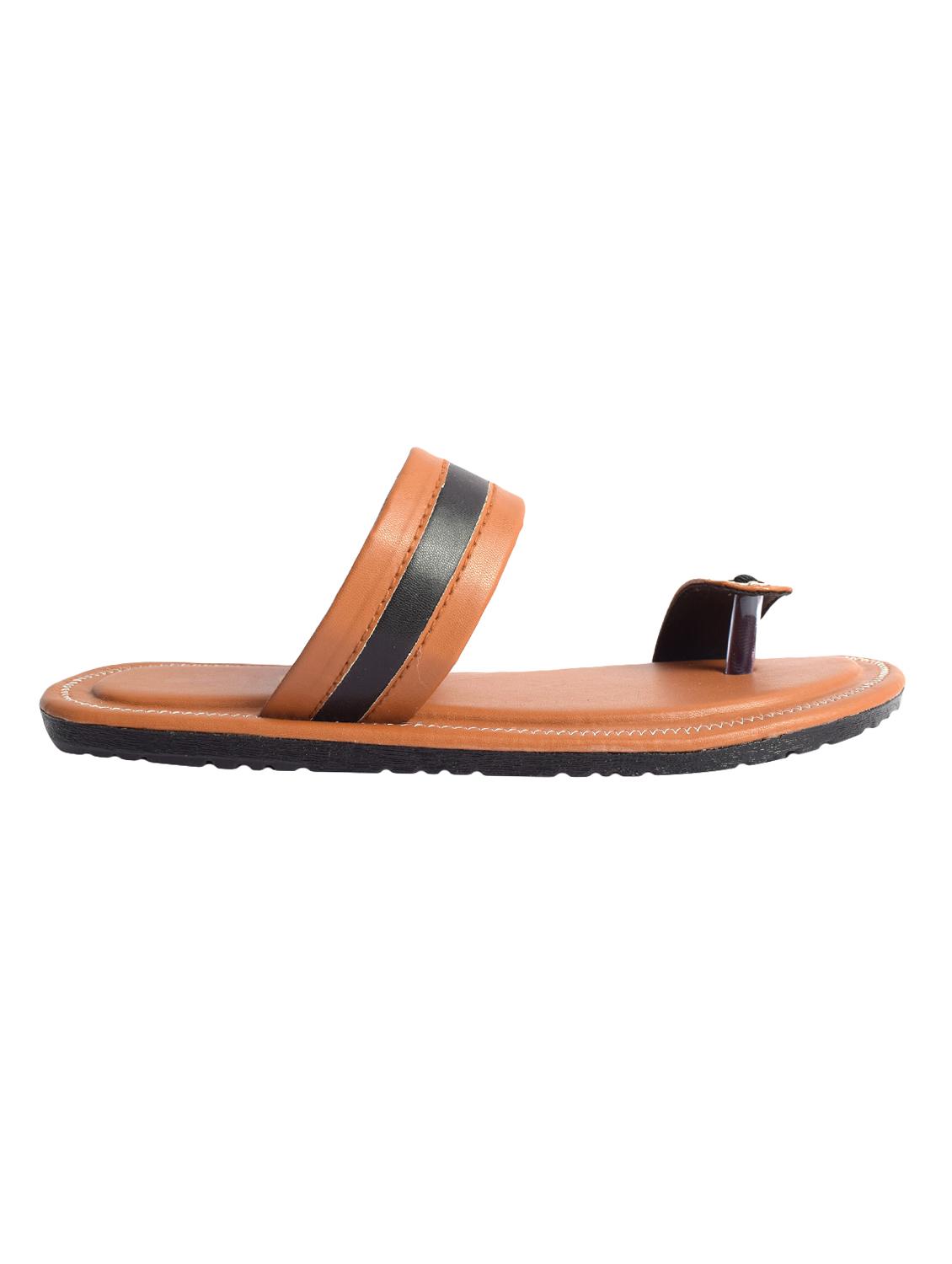 tan leatherette slip on slippers - 16245107 - Zoom Image - 2
