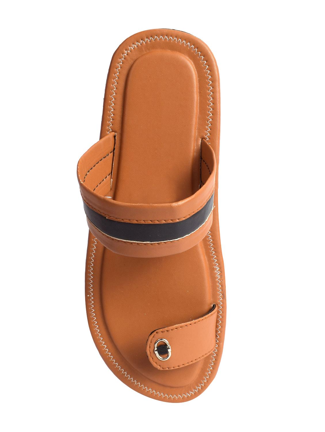 tan leatherette slip on slippers - 16245107 - Zoom Image - 4