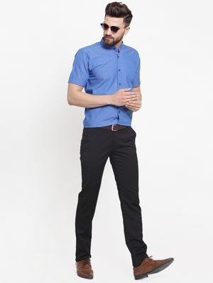 blue solid casual shirt - 16245116 - Standard Image - 4