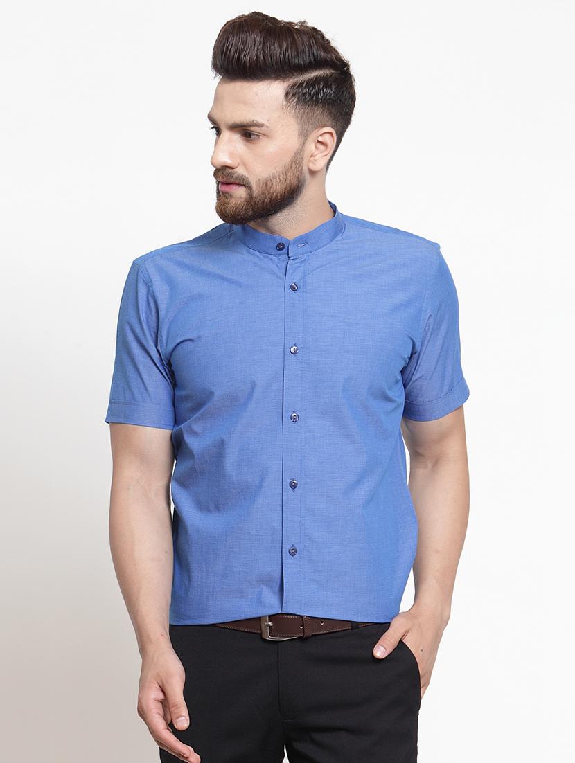 blue solid casual shirt - 16245116 - Zoom Image - 1