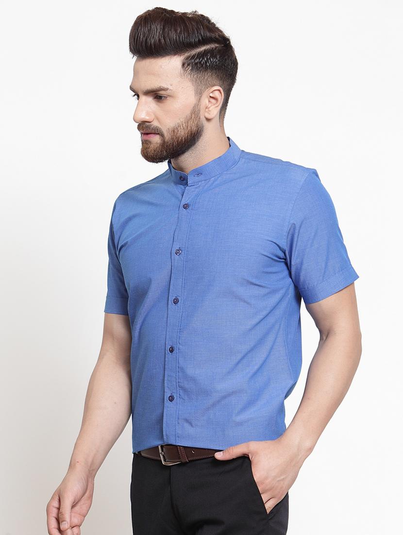 blue solid casual shirt - 16245116 - Zoom Image - 2