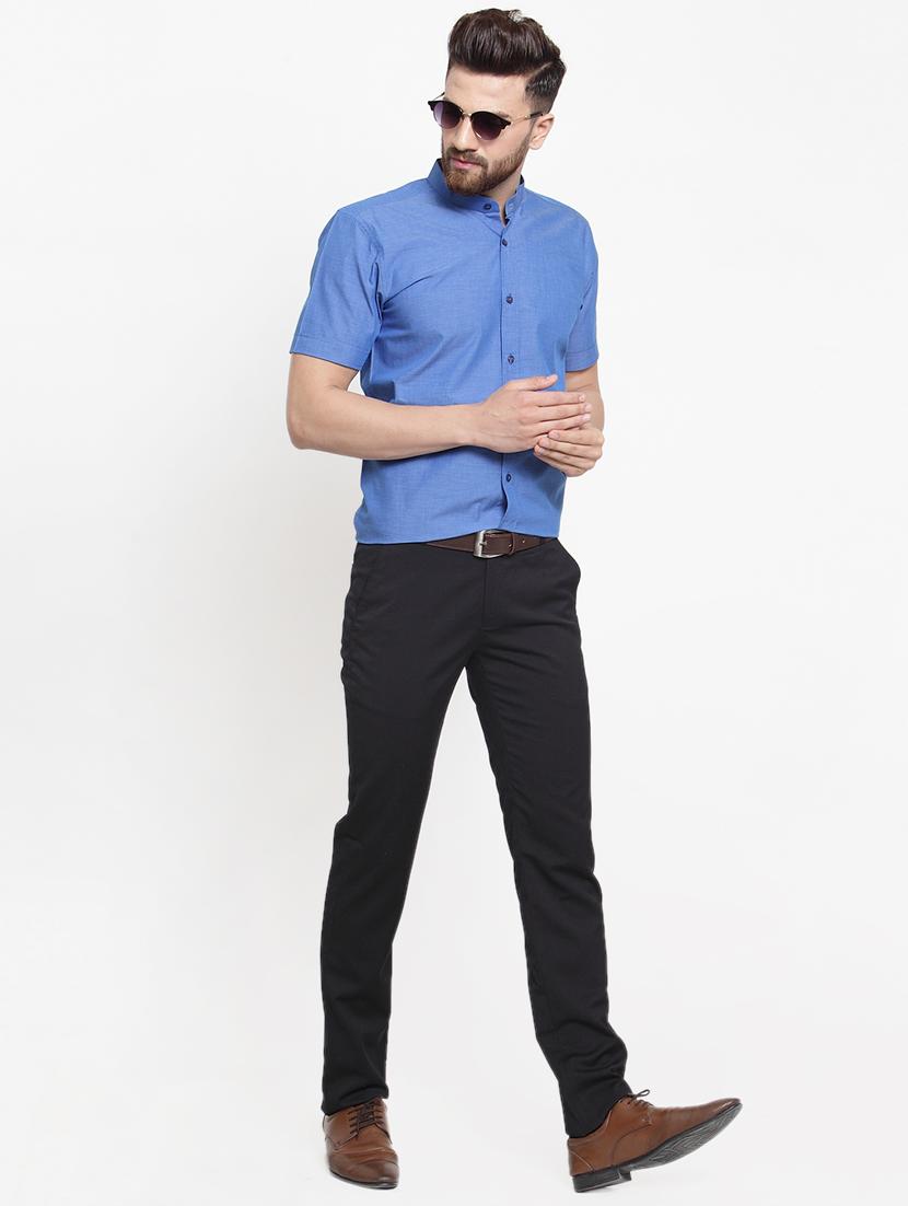 blue solid casual shirt - 16245116 - Zoom Image - 4