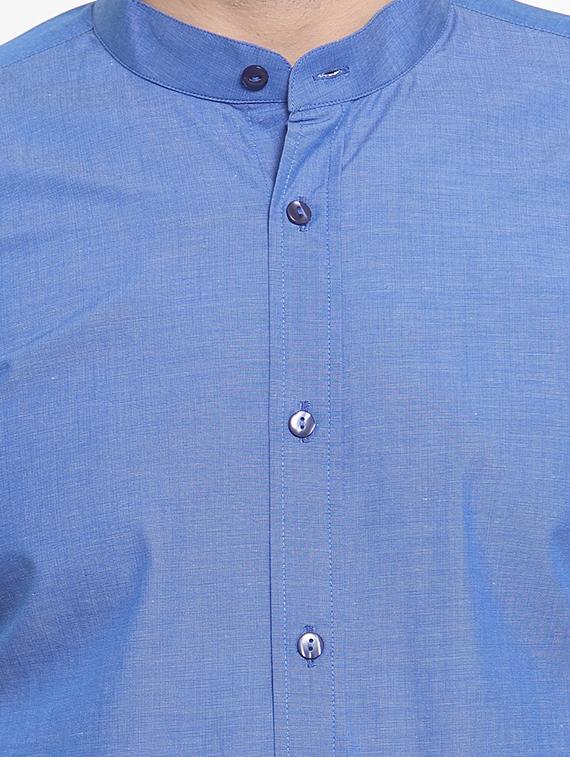 blue solid casual shirt - 16245116 - Zoom Image - 5