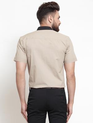 beige solid casual shirt - 16245168 - Standard Image - 3